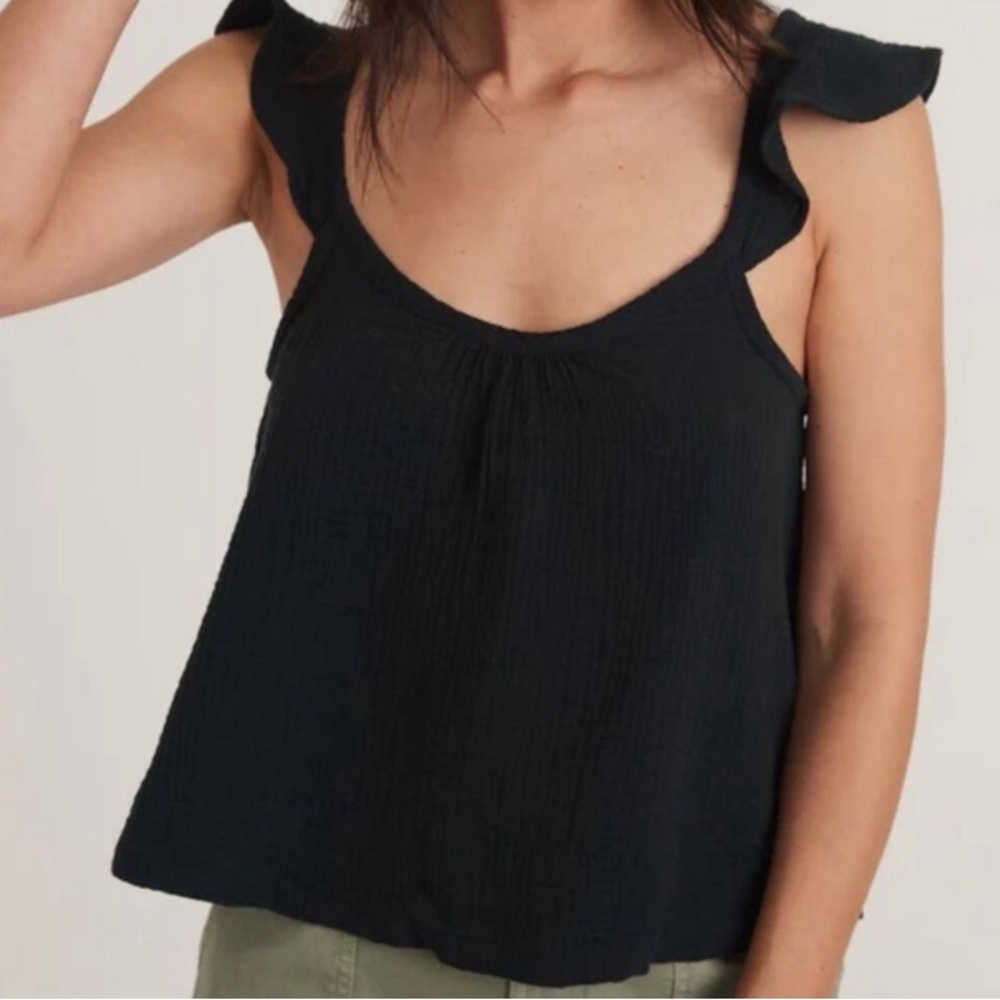NWT Marine Layer Jude Flutter Sleeve Tank In Black Size Medium